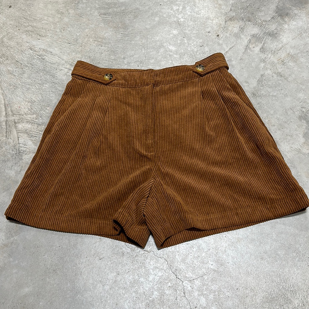 Zara Basic Brand Brown Corduroy Shorts Size S  D93